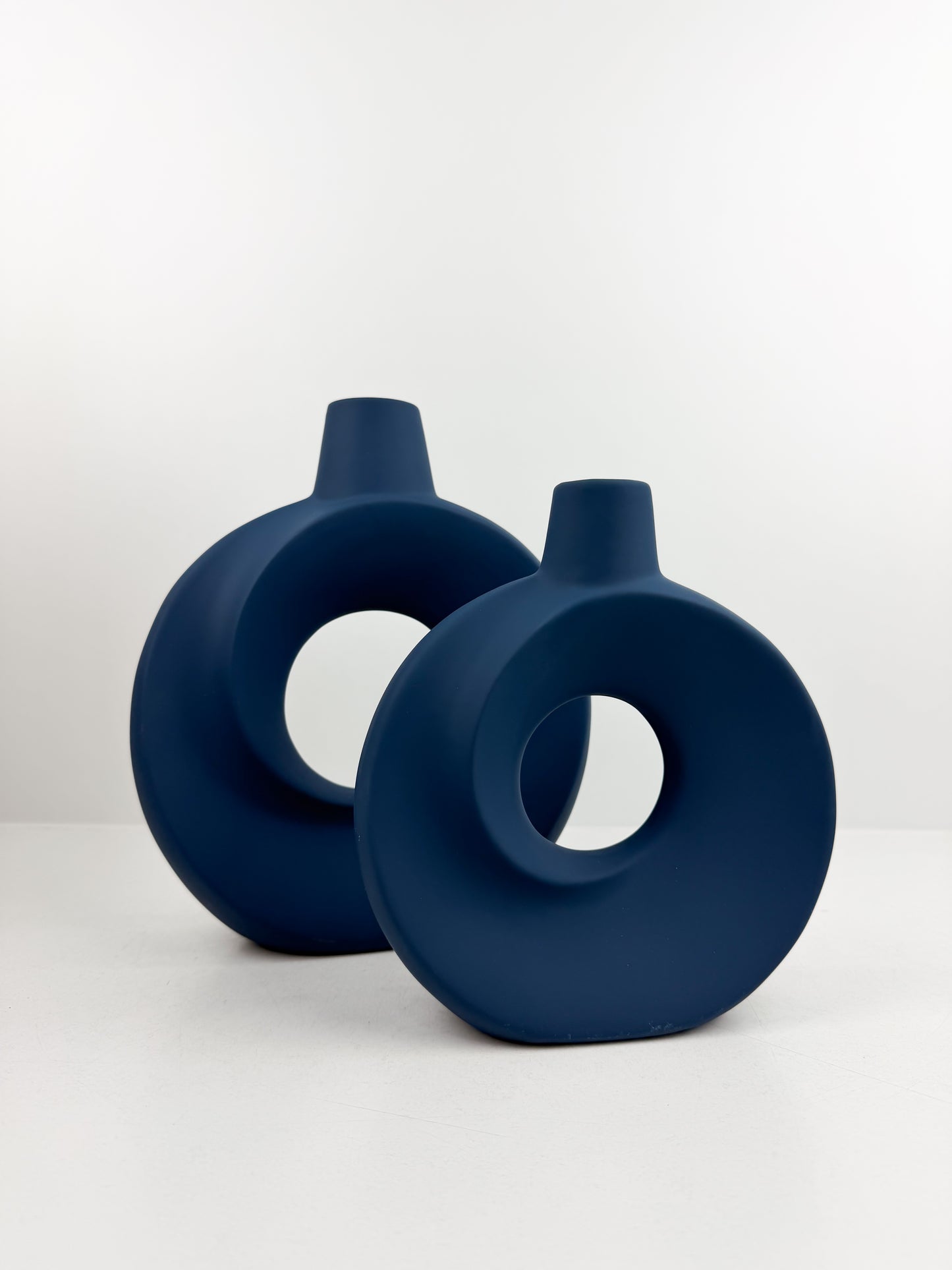 Duo vase bleu pétrole en céramique