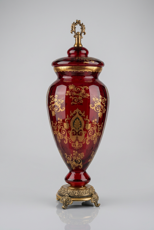 Vase couvert  en cristal Rouge d'une élégance intemporelle