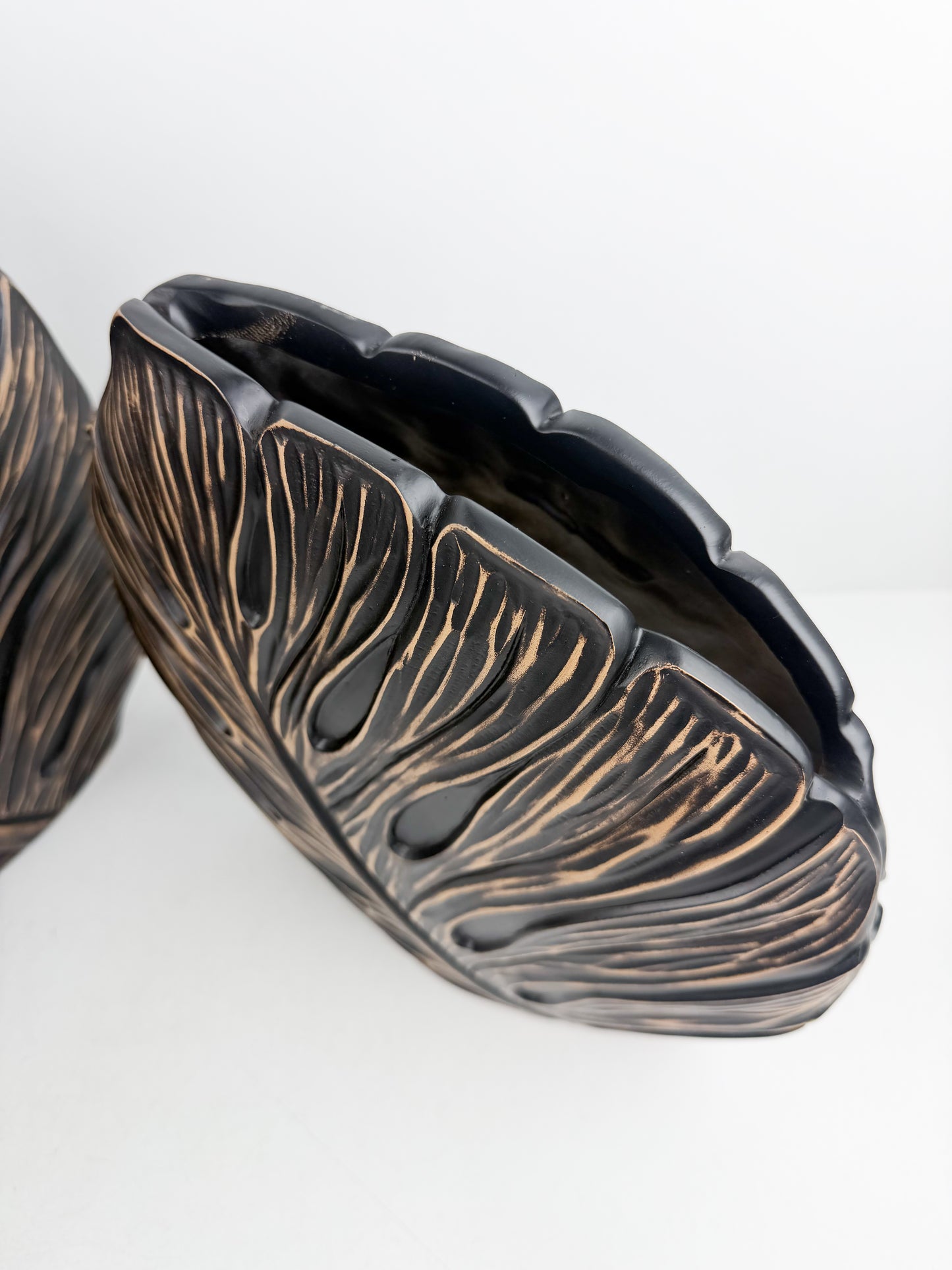 Duo de vases en résine aux formes élégantes inspirées de plumes