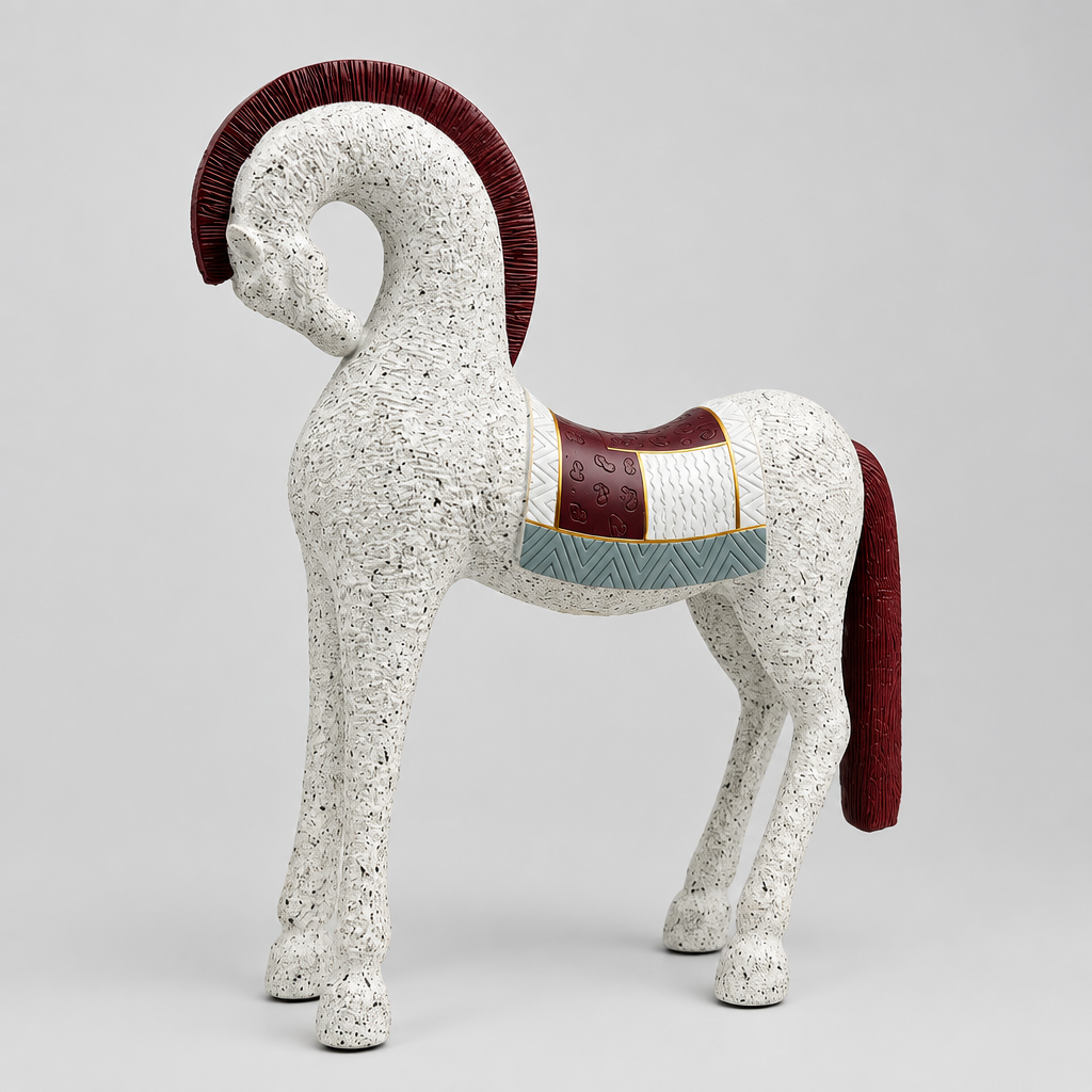 Statuette Décorative cheval en céramique élégante.
