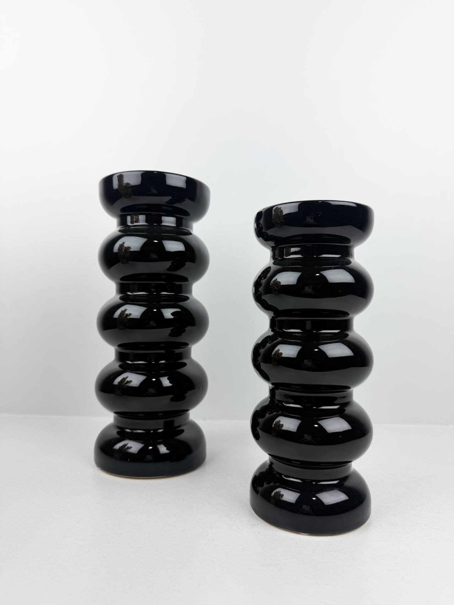 Duo vase émaillée noir