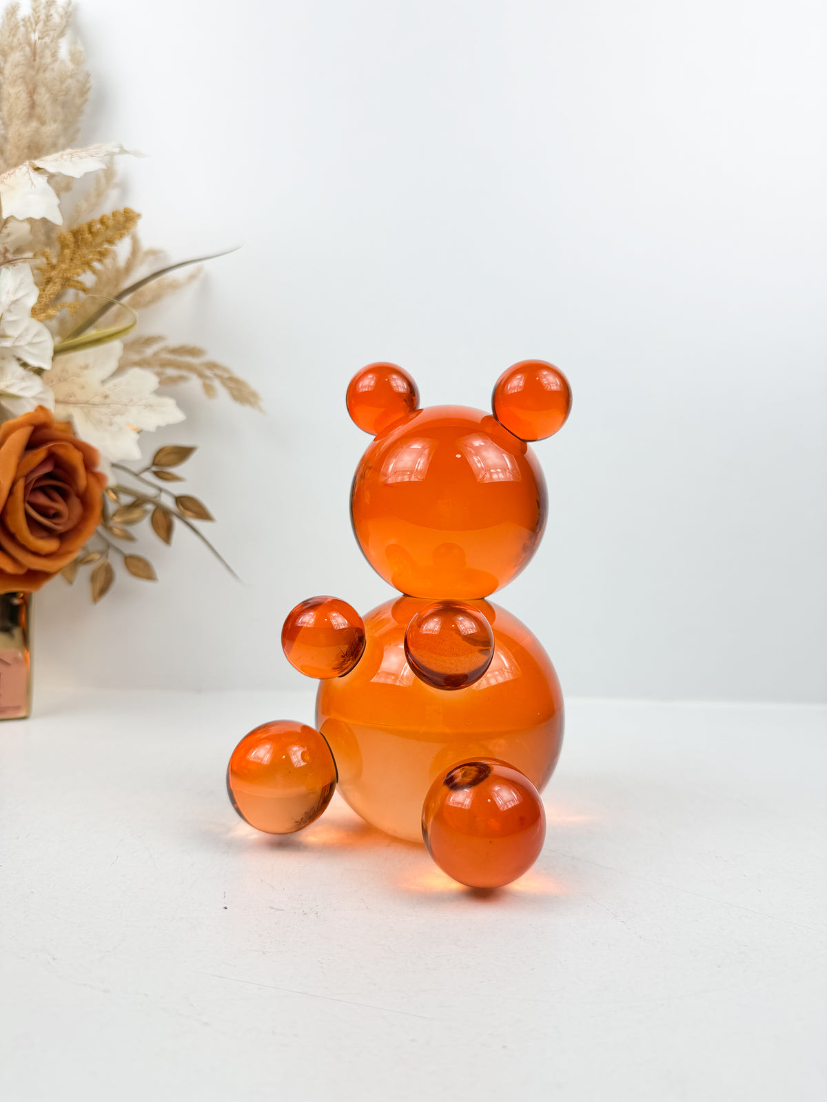 Ours sculptural émaillée orange.