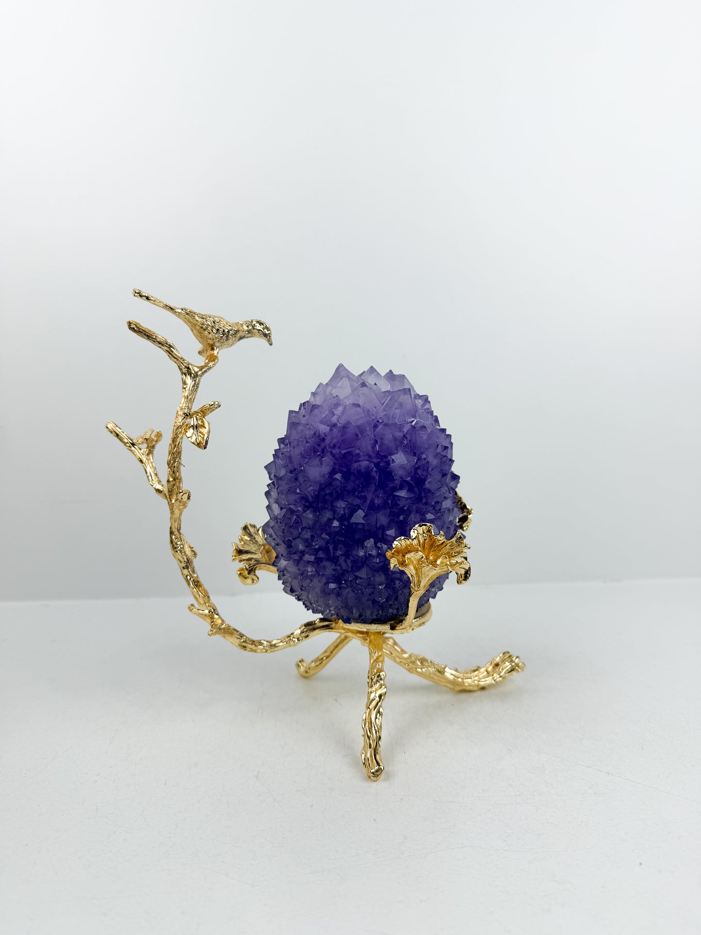 Oeuvre d'Oiseau localité en Alliage Plaqué Or, Ornements de Boule de Fleur, Décoration de Bureau