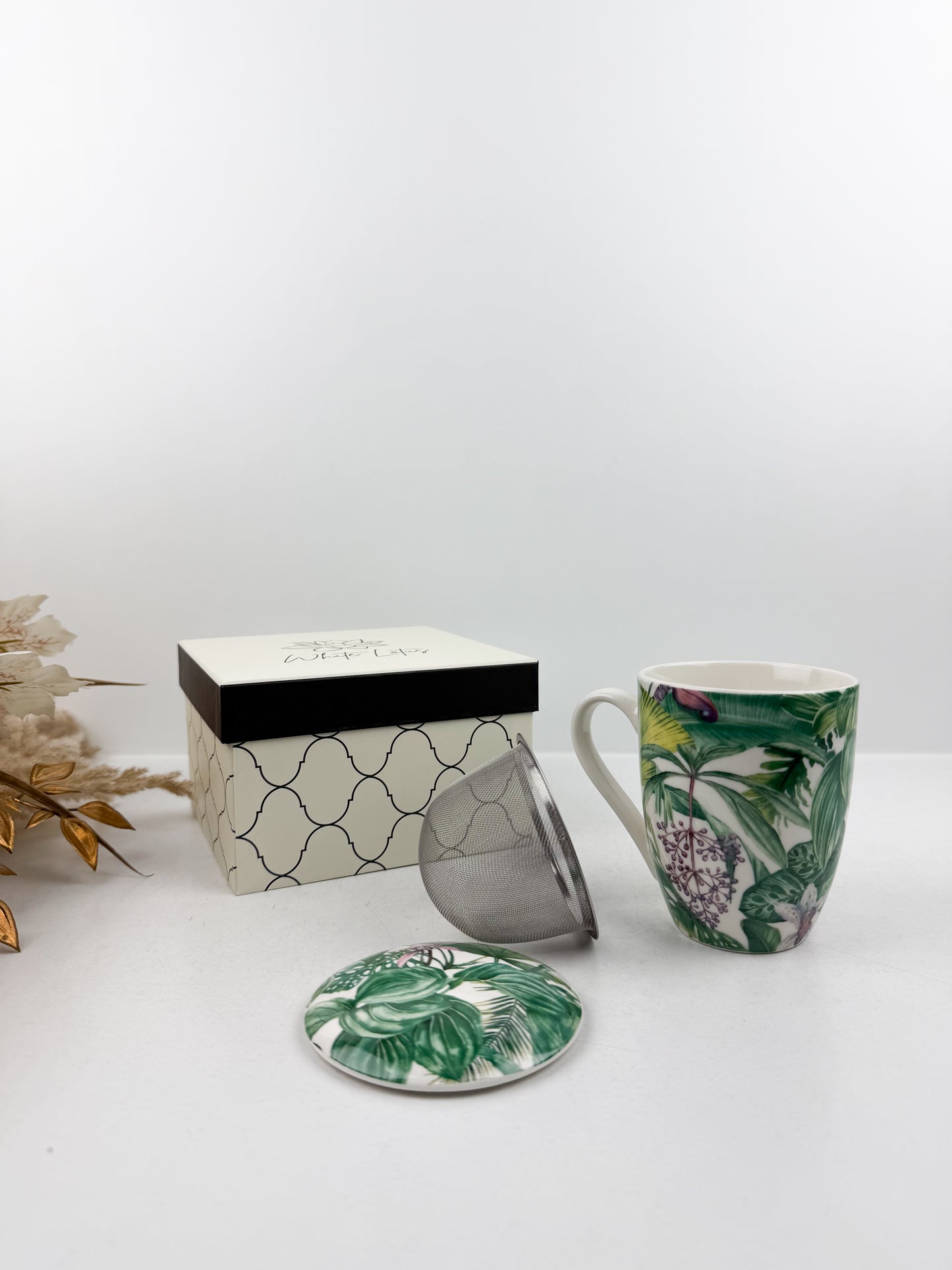 Mug café en céramique élégant orné d'un motif jungle sophistiqué