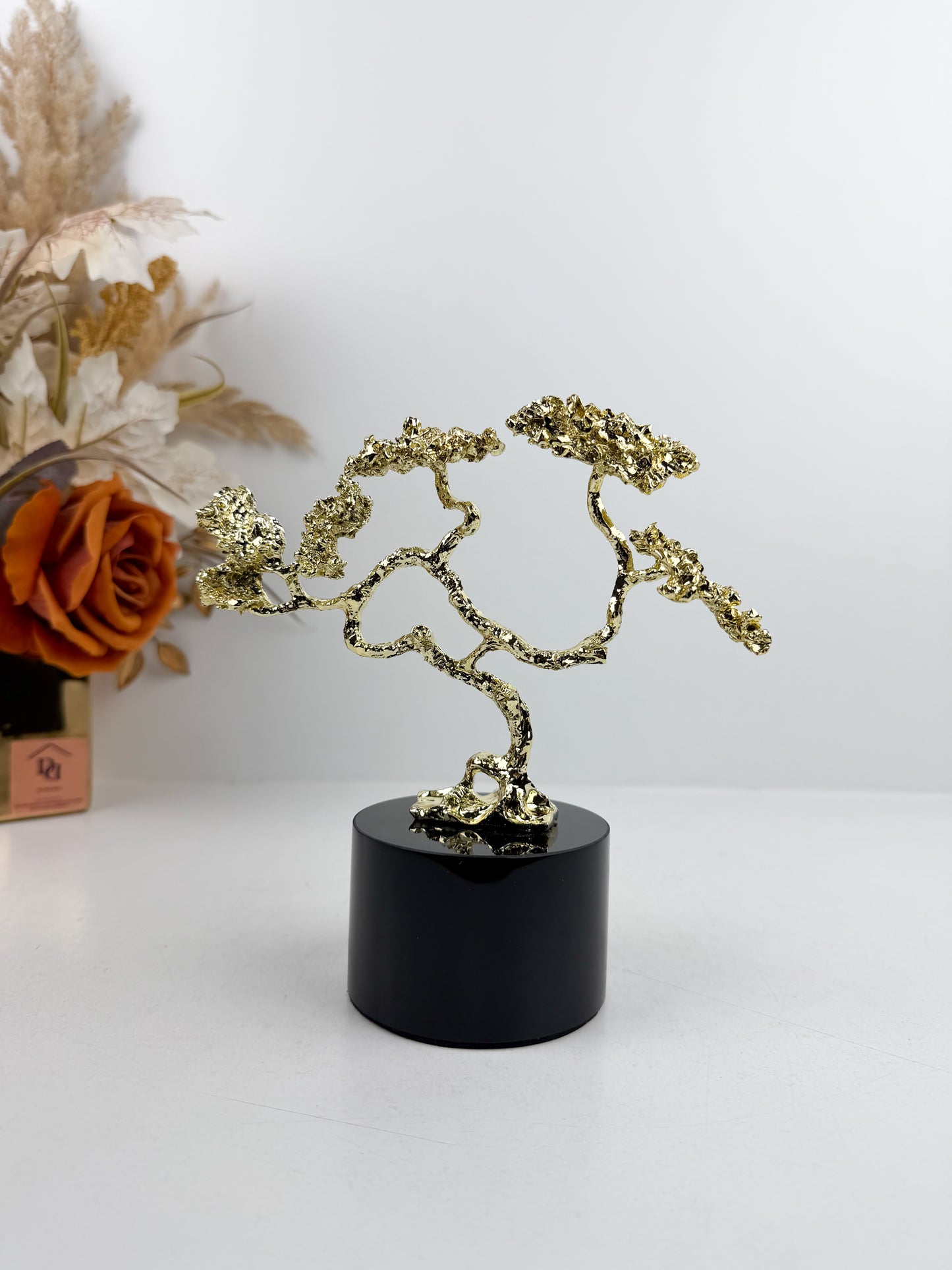 Arbre décorative luxueuse en métal doré