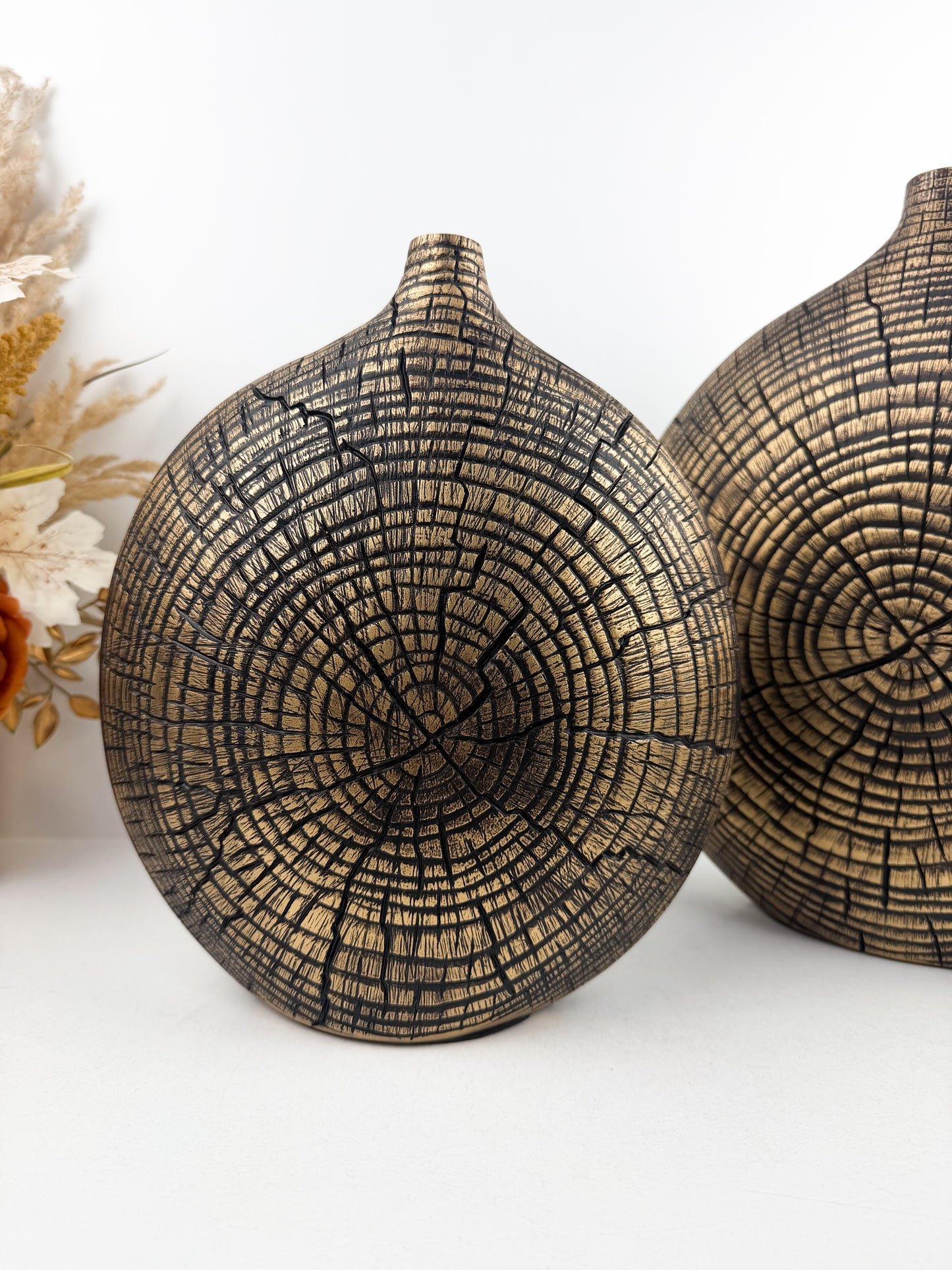 Duo de vases en résine aux formes arrondis