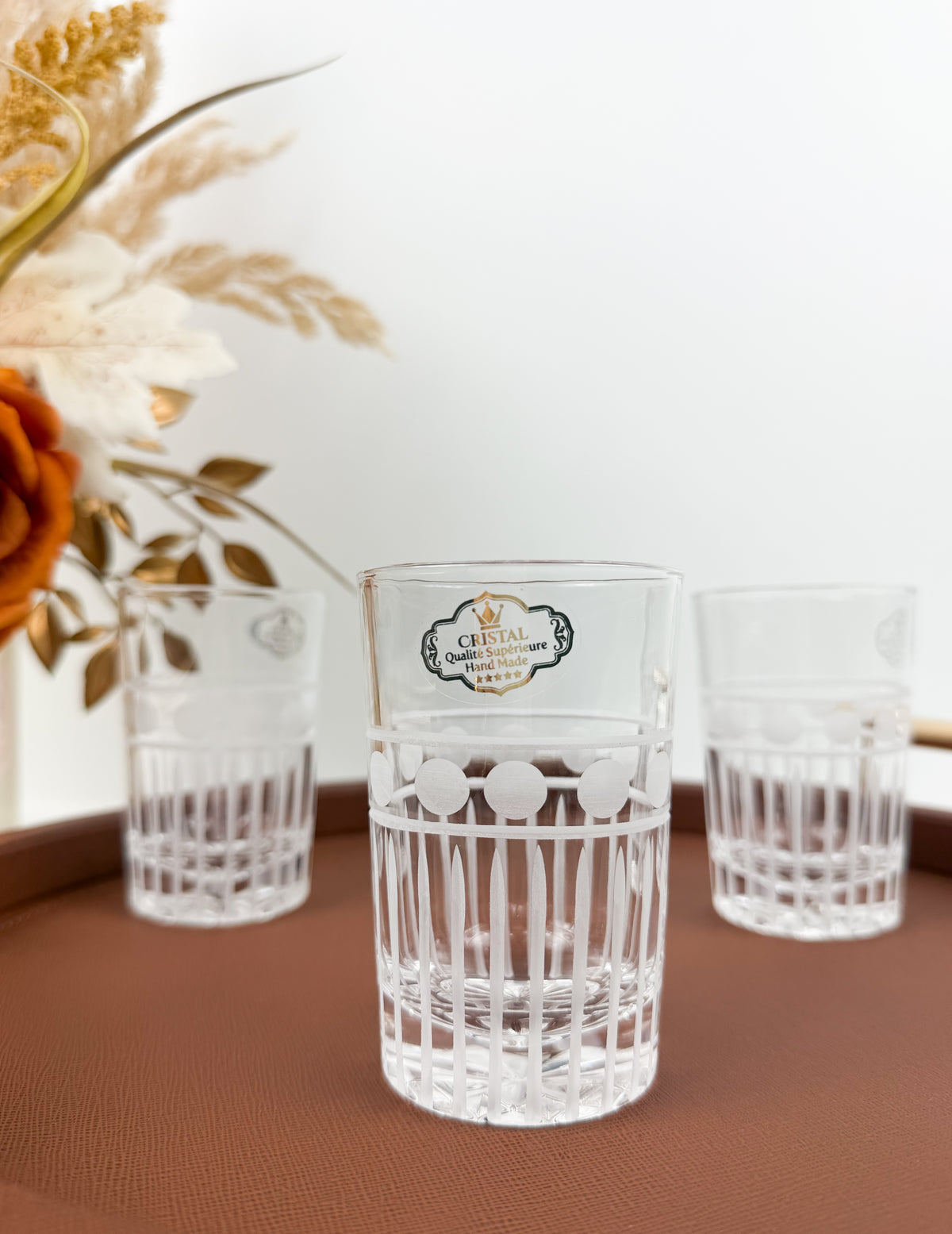 Six verres à thé en cristal transparent prestige.
