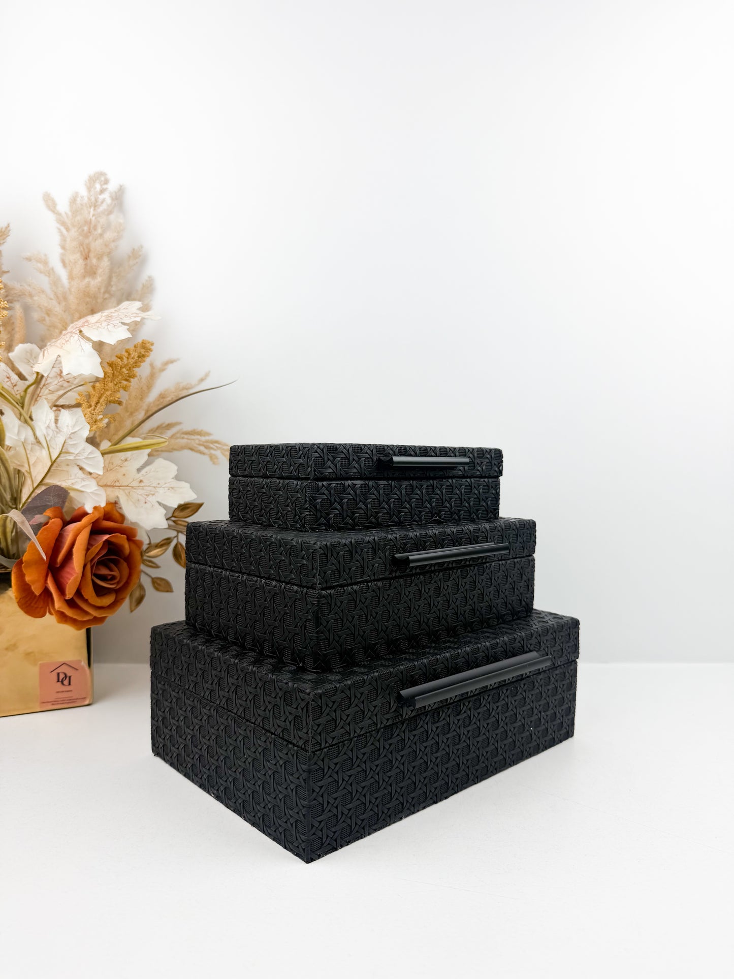 Trois boîtes de rangement superposables haut de gamme