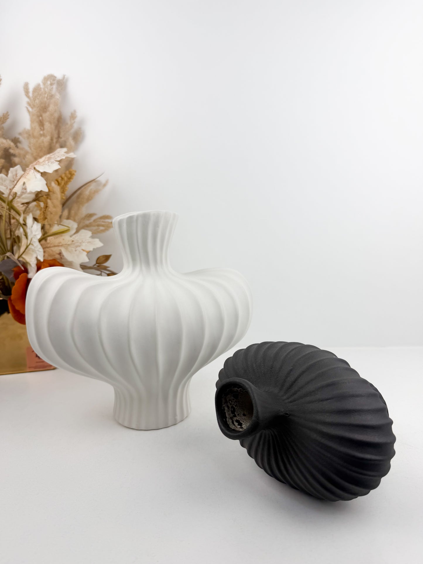 Duo vases décoratifs en céramiques de haute qualité Noir/Blanc