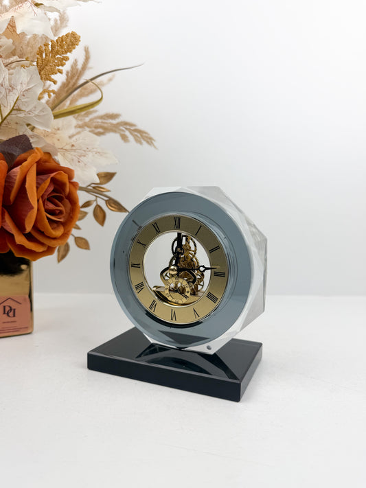 Horloge décorative de luxe en cristal de haute qualité en gris