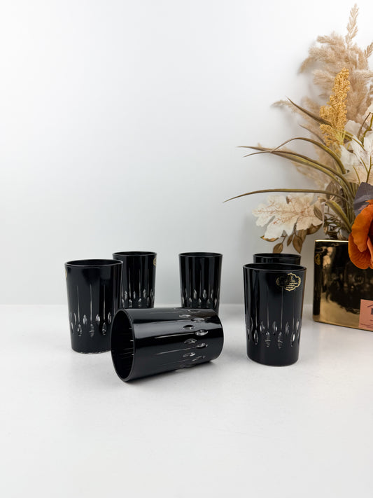 Ensemble de six tasses de thé noir prestige de luxe en cristal supérieur