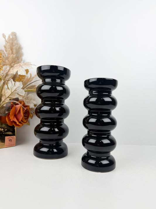 Duo vase émaillée noir