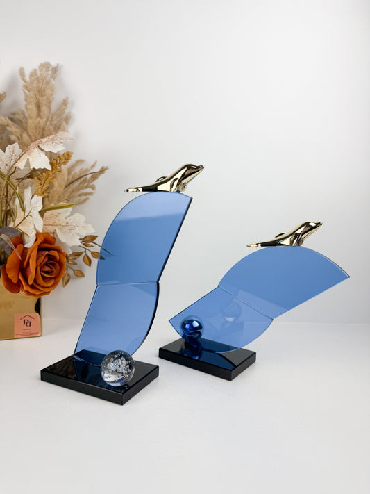 Duo trophée en cristal et verre élégante intemporelle et prestige