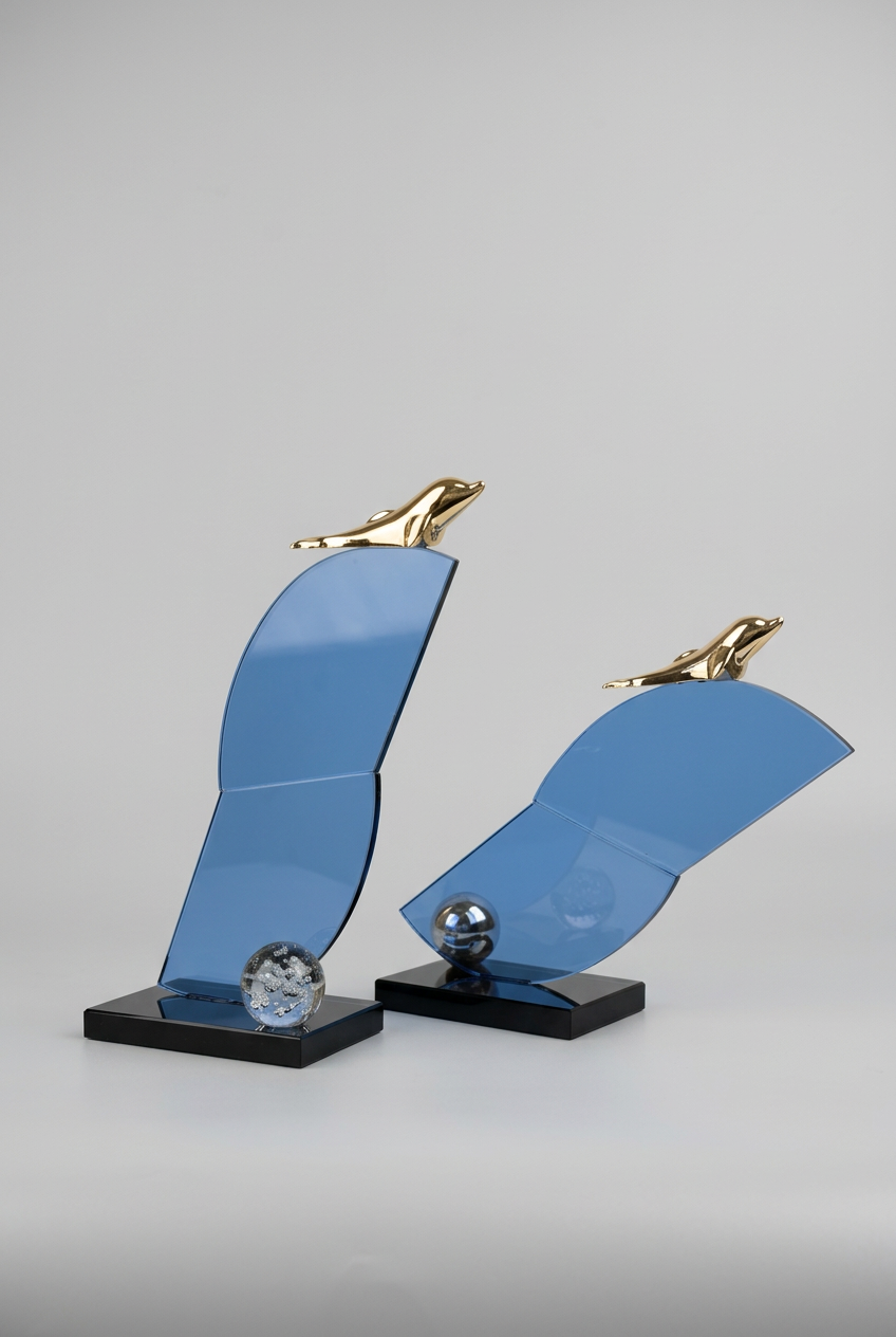 Duo trophée en cristal élégante intemporelle et prestige