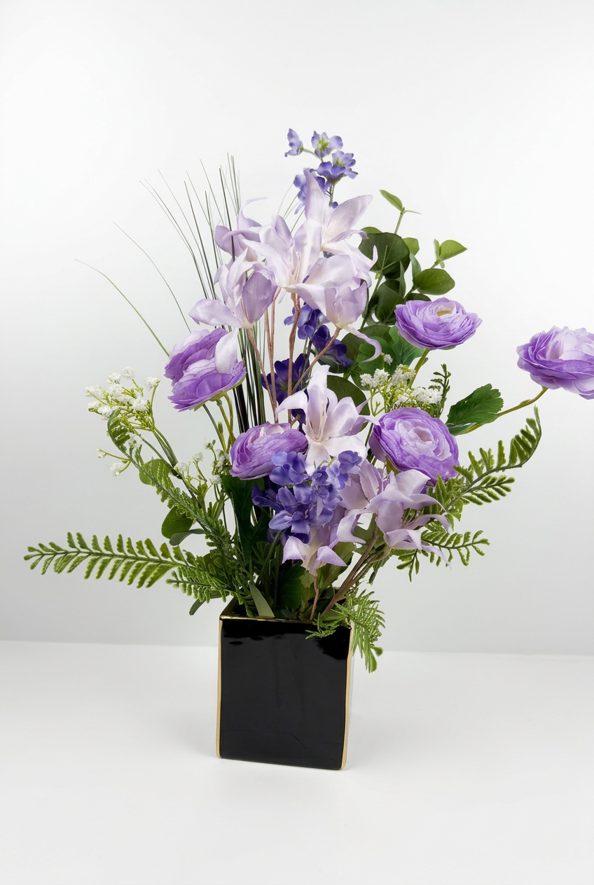 Fleurs artificielles violet d'une élégance intemporelle.