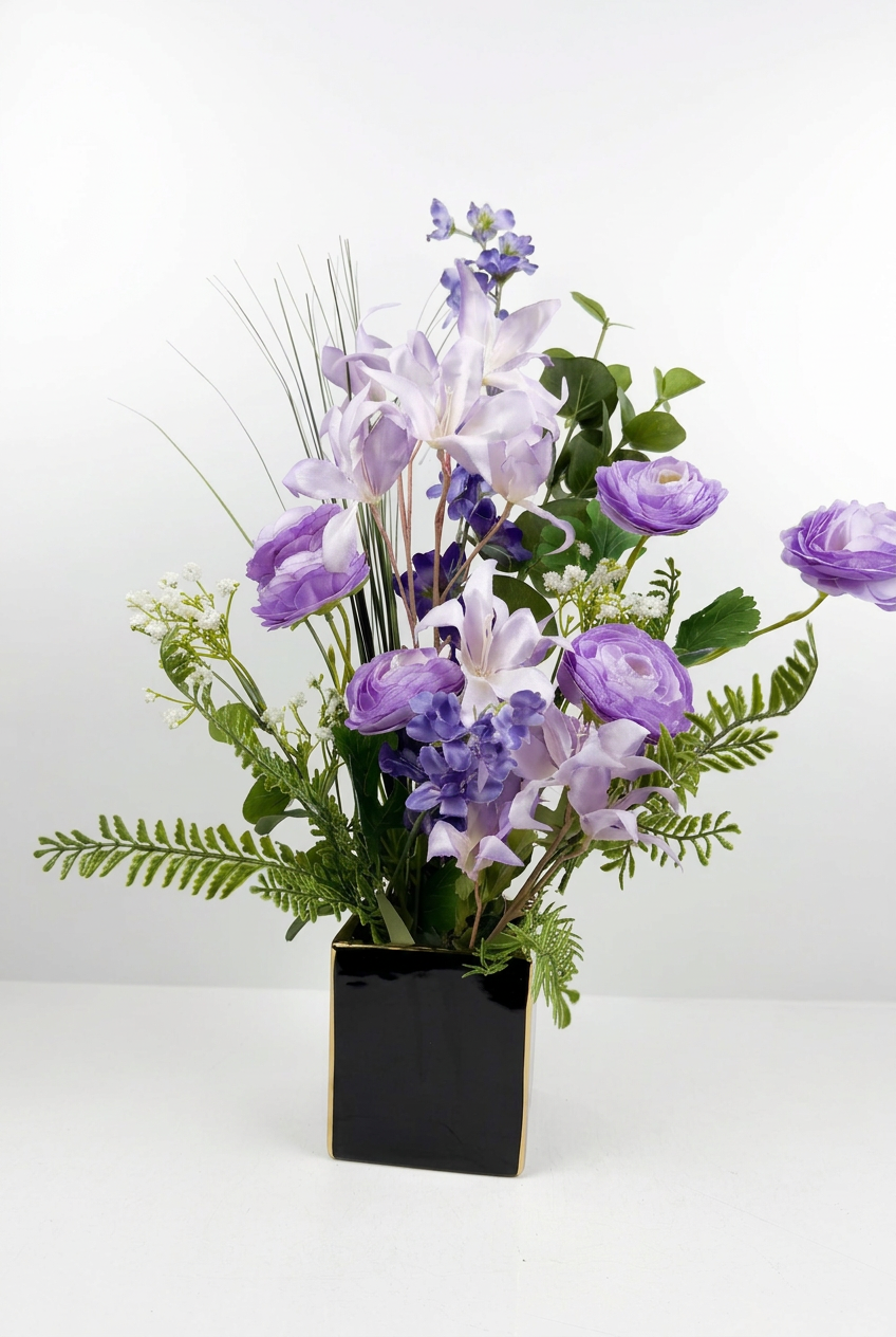 Fleurs artificielles violet d'une élégance intemporelle.