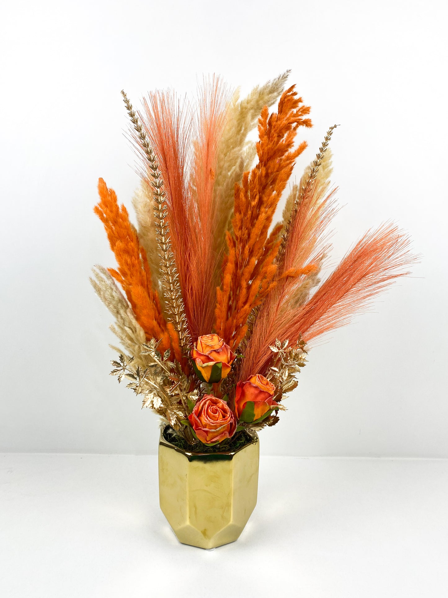 Fleurs Séchées–Vase avec fleurs séchées orange