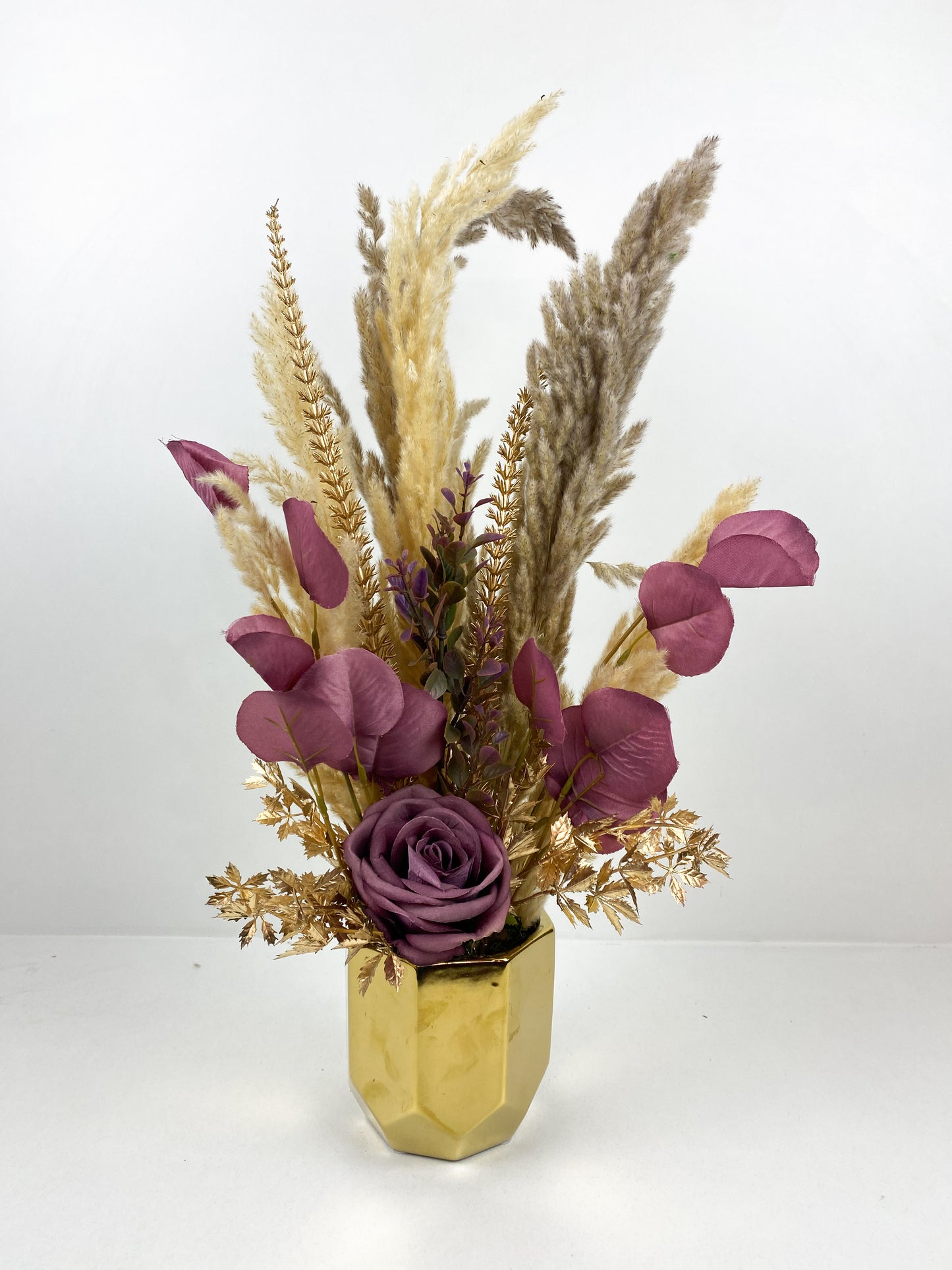 Fleurs Séchées–Vase avec fleurs séchées violet