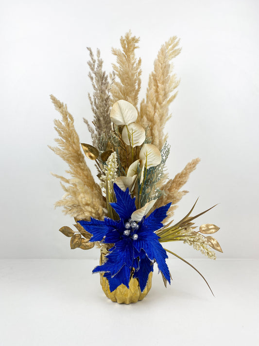 Fleurs Séchées–Vase avec fleurs séchées bleu