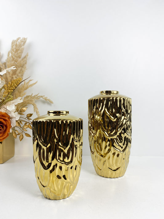 Vase en céramique doré