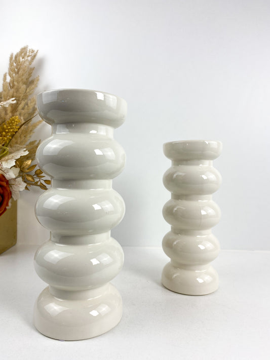 Duo vase émaillée blanc en céramique