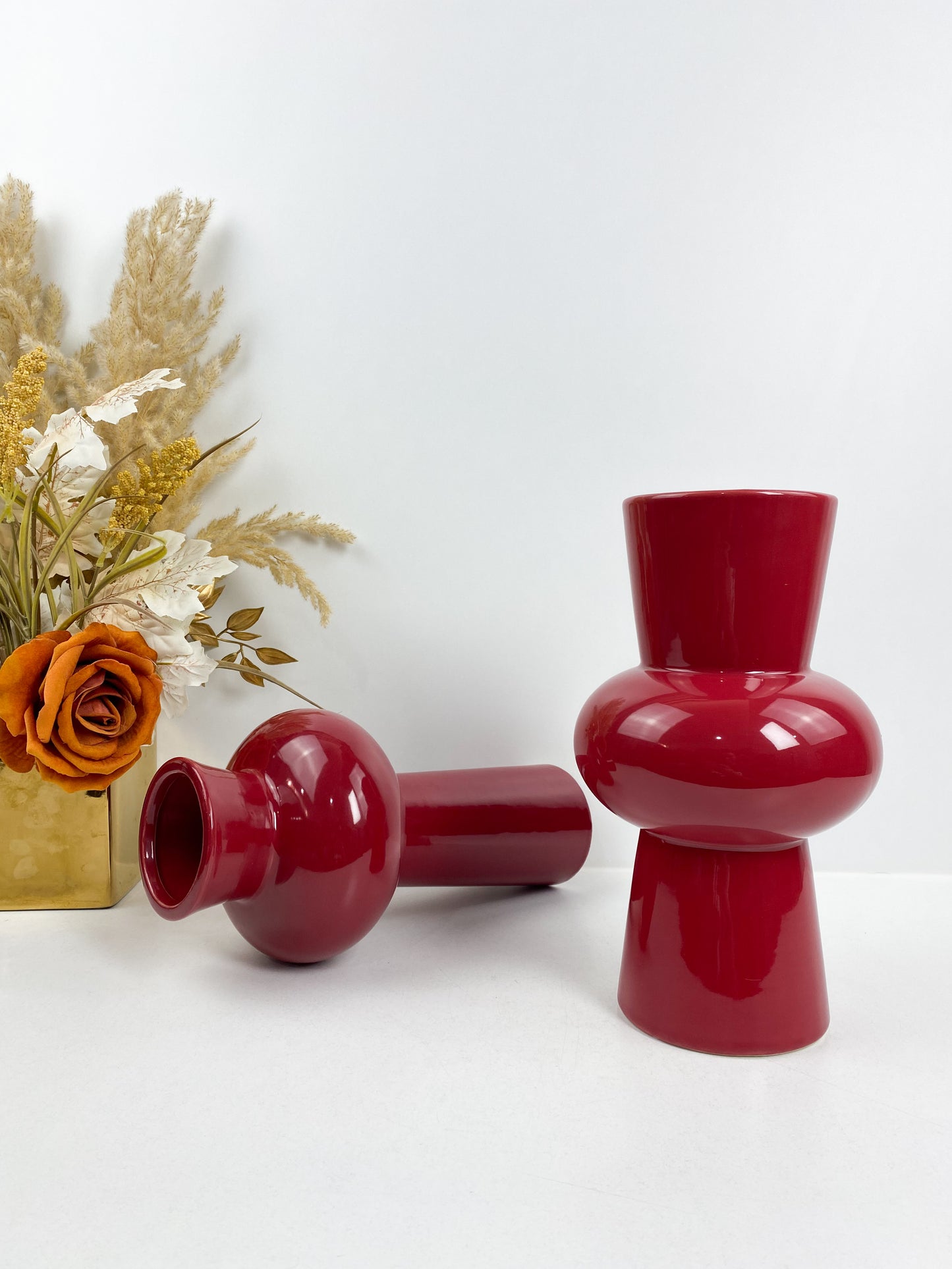 Duo Vase à fleurs en céramique , vases décoratifs modernes pour la maison