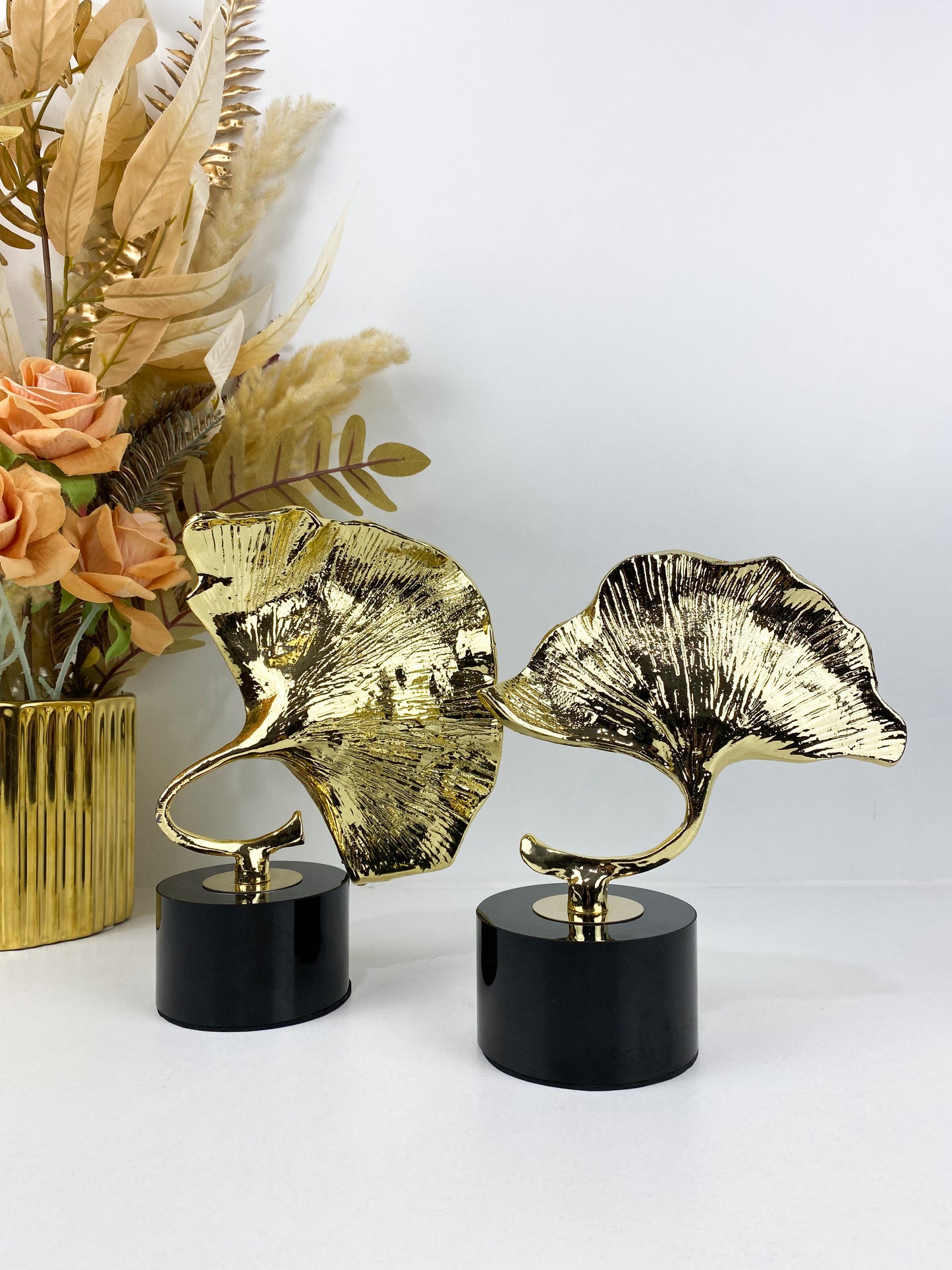 Sculpture Ornements Feuille D’or De Luxe