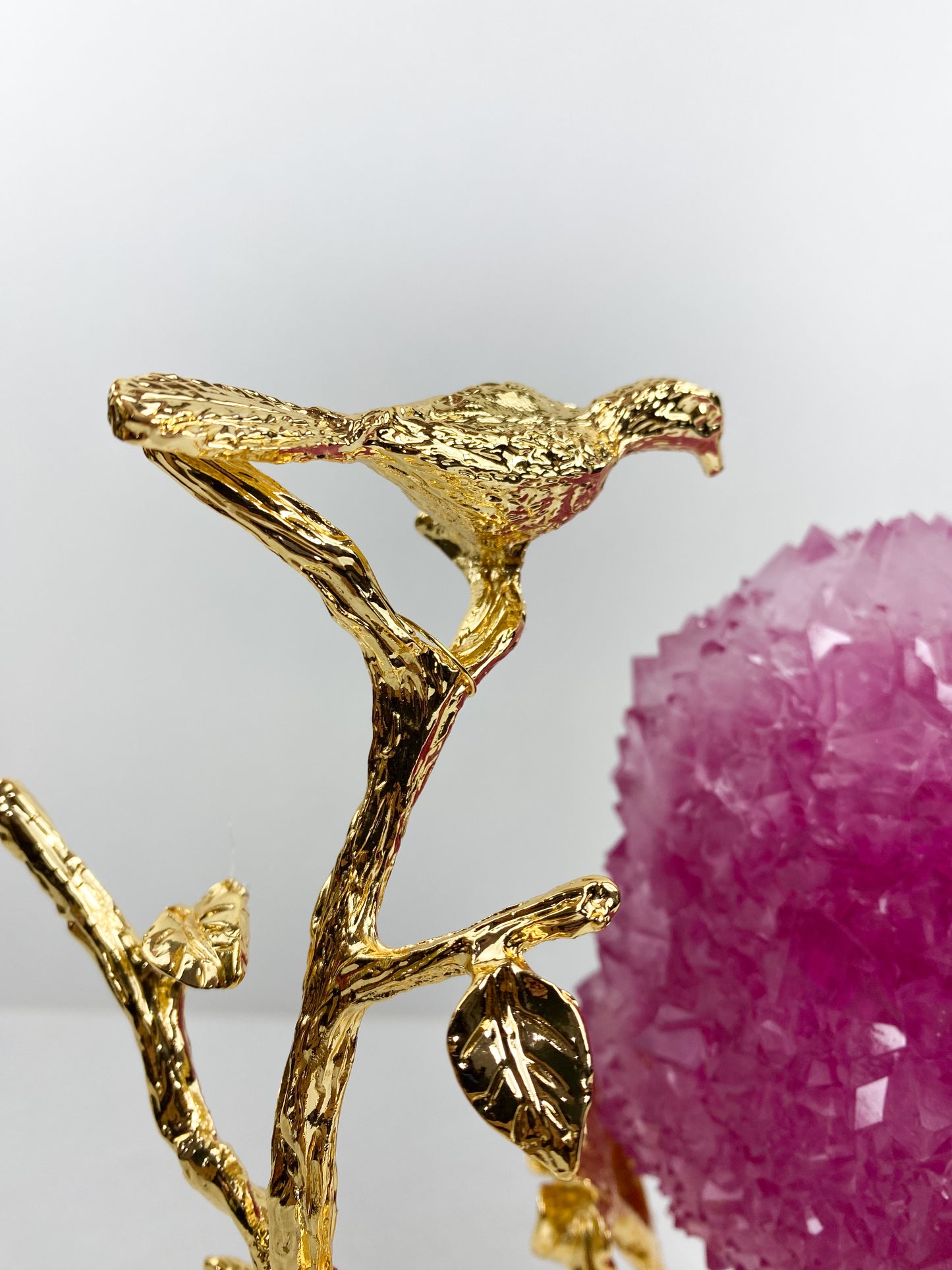 Oeuvre d'Oiseau localité en Alliage Plaqué Or, Ornements de Boule de Fleur, Décoration de Bureau