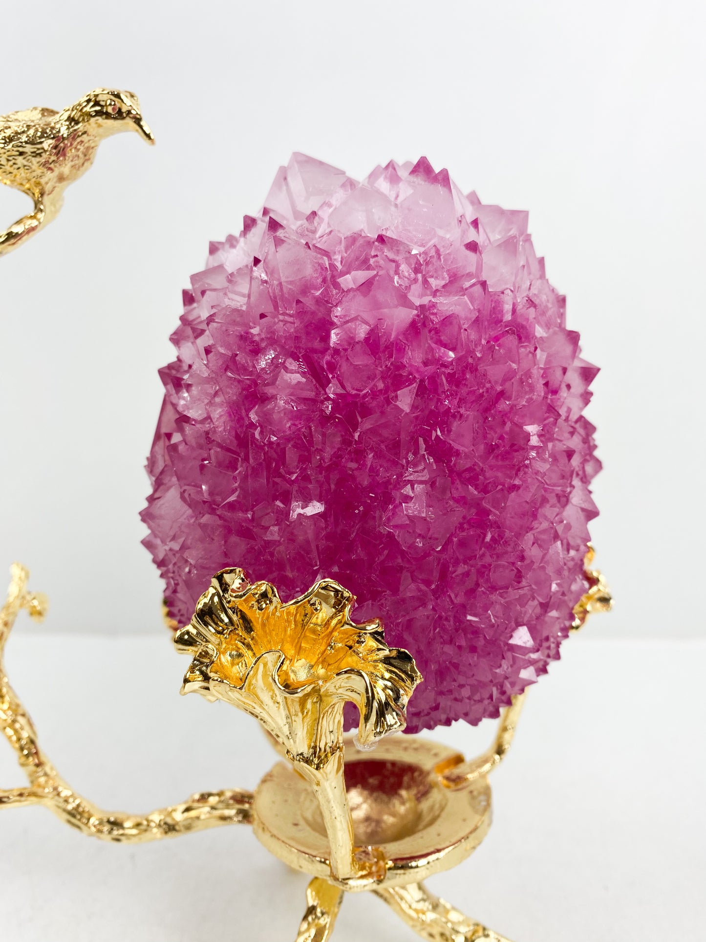 Oeuvre d'Oiseau localité en Alliage Plaqué Or, Ornements de Boule de Fleur, Décoration de Bureau