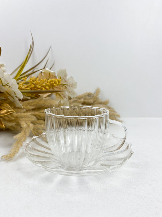 Tasse à thé en verre transparent avec sous-tasse, verre haute température