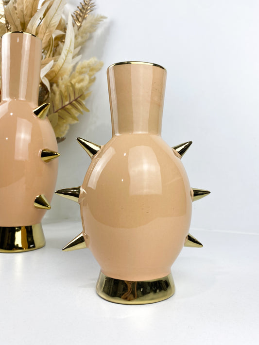 vase céramique rose beige, vase traditionnel, vase à fleur design unique