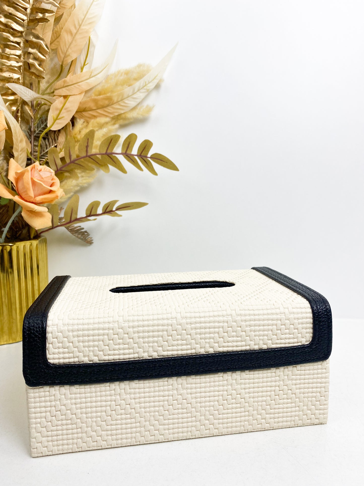 Boîte à mouchoirs en cuir -Beige