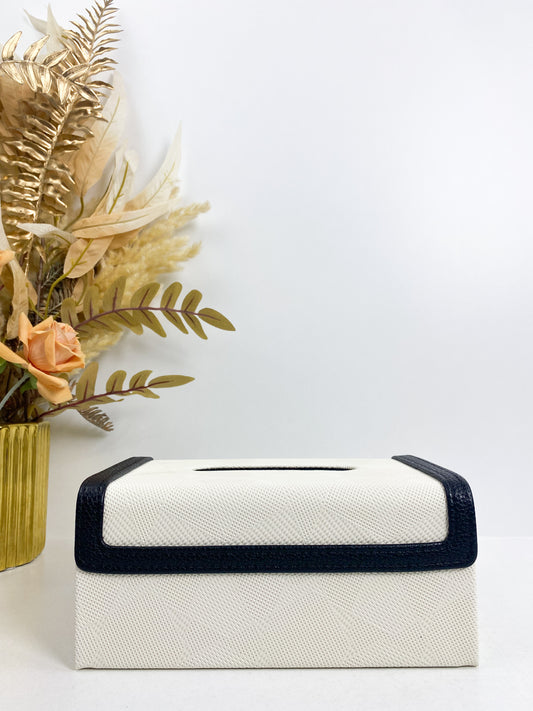 Boîte à mouchoirs  en tissu rectangulaire  , porte-serviettes, bord noir