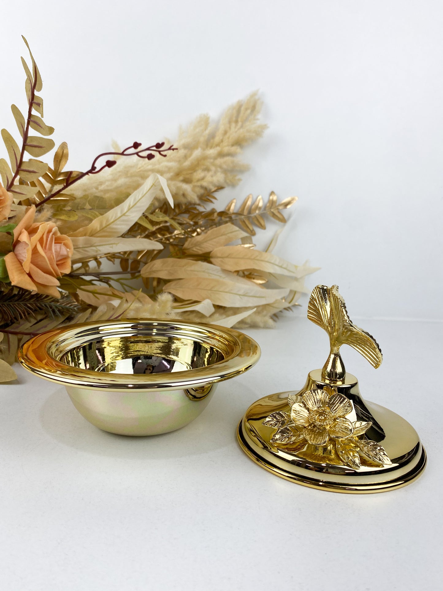 Présentoirs-Sucrier De Luxe De Style Vintage avec Couvercle en Métal doré