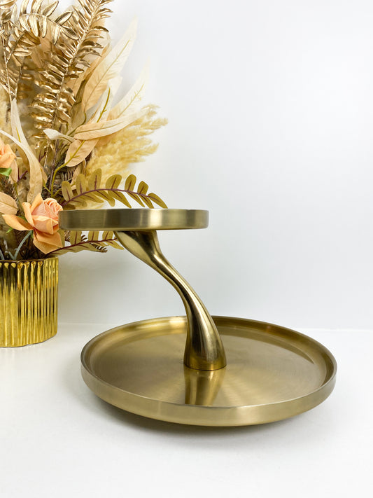 Présentoir a gâteau centre De Table  En Acier Doré avec un design élégant