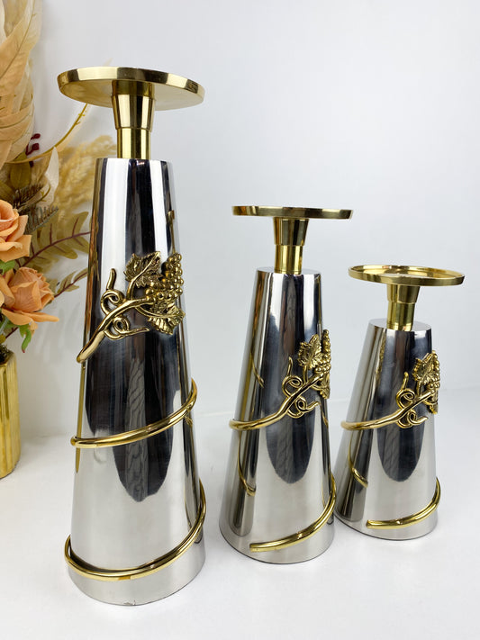 Ensemble de 3 bougeoirs cartier