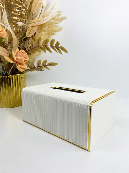 Porte-serviettes rectangulaire en éco-cuir -Blanc