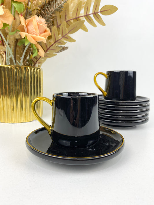 Tasses Expresso-Ensemble de 6 tasses à café en céramique noir