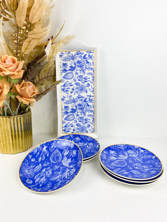 Présentoirs-Service de table 7 pièces en porcelaine bleu ciel