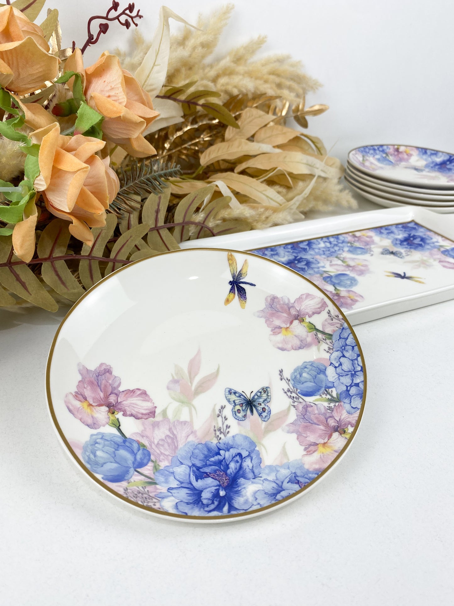 Présentoirs –set à gâteau 7 pièces-Motifs floraux et papillons élégants