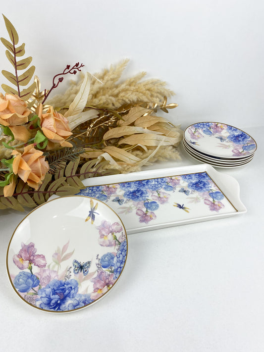 Présentoirs –set à gâteau 7 pièces-Motifs floraux et papillons élégants