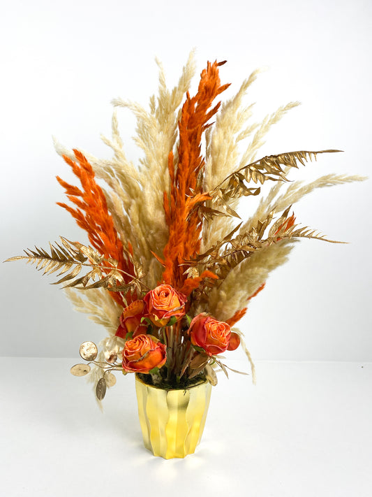 Fleurs Séchées–Vase avec fleurs séchées orange