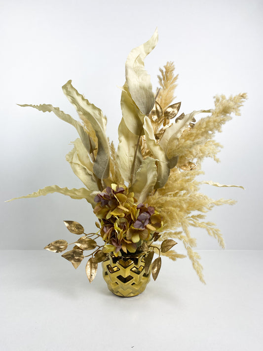 Fleurs Séchées–Vase avec fleurs séchées biege