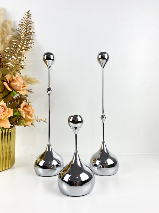 Ensemble de 3 bougeoirs  argentée