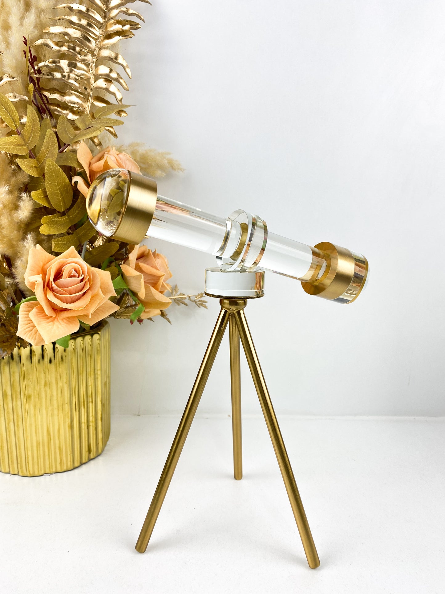 Décor–Télescope décoratif en crystal sur pied