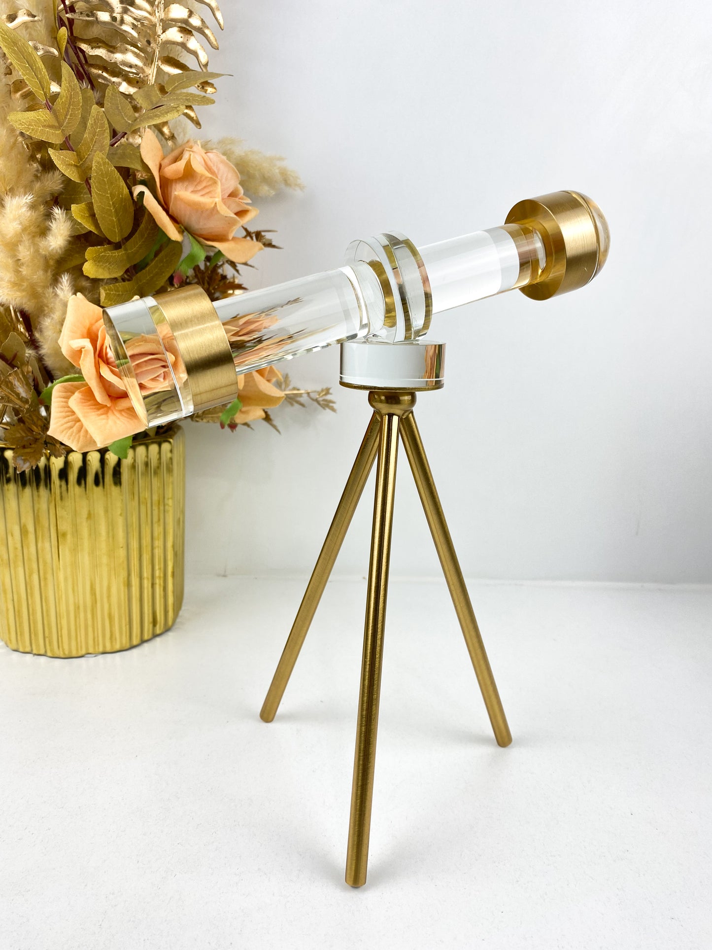 Décor–Télescope décoratif en crystal sur pied