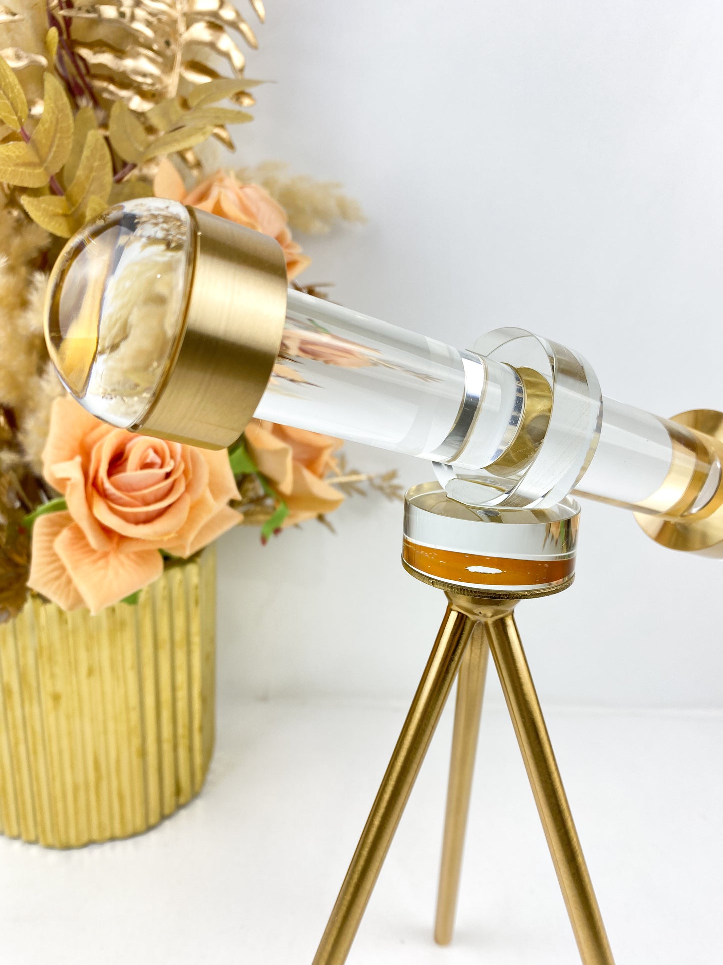 Décor–Télescope décoratif en crystal sur pied