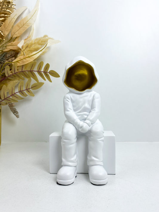 Statue d'Anonyme assis –blanc– Décoration moderne