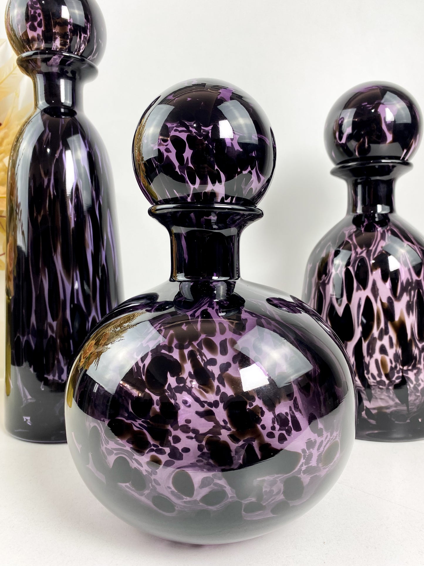 Vase Transparent Coloré à Imprimé Léopard, Terrarium de Fleurs,  Bouteille avec Couvercle-violet