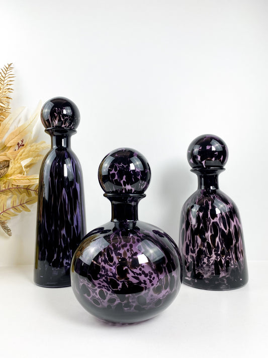 Vase Transparent Coloré à Imprimé Léopard, Terrarium de Fleurs,  Bouteille avec Couvercle-violet